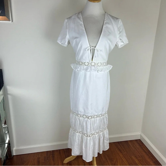 Privacy Please Clemente White Ruffled Midi Dress - Picture 2 of 7
